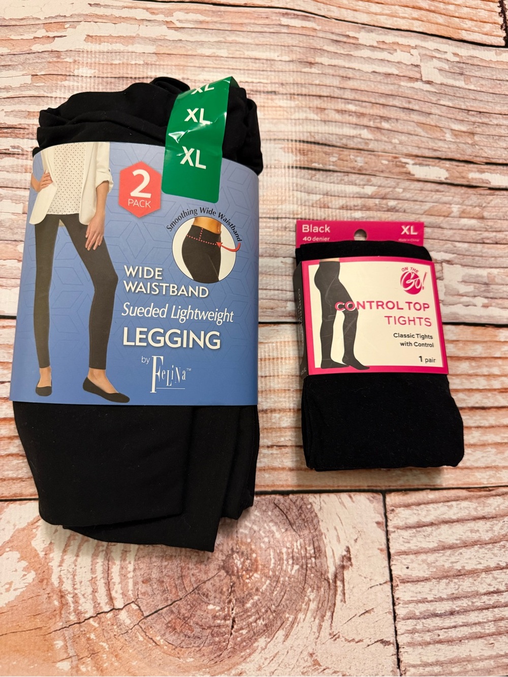 Wide Waistband Lightweight Legging - Black (XL, 2-Pack) and Black Tights XL